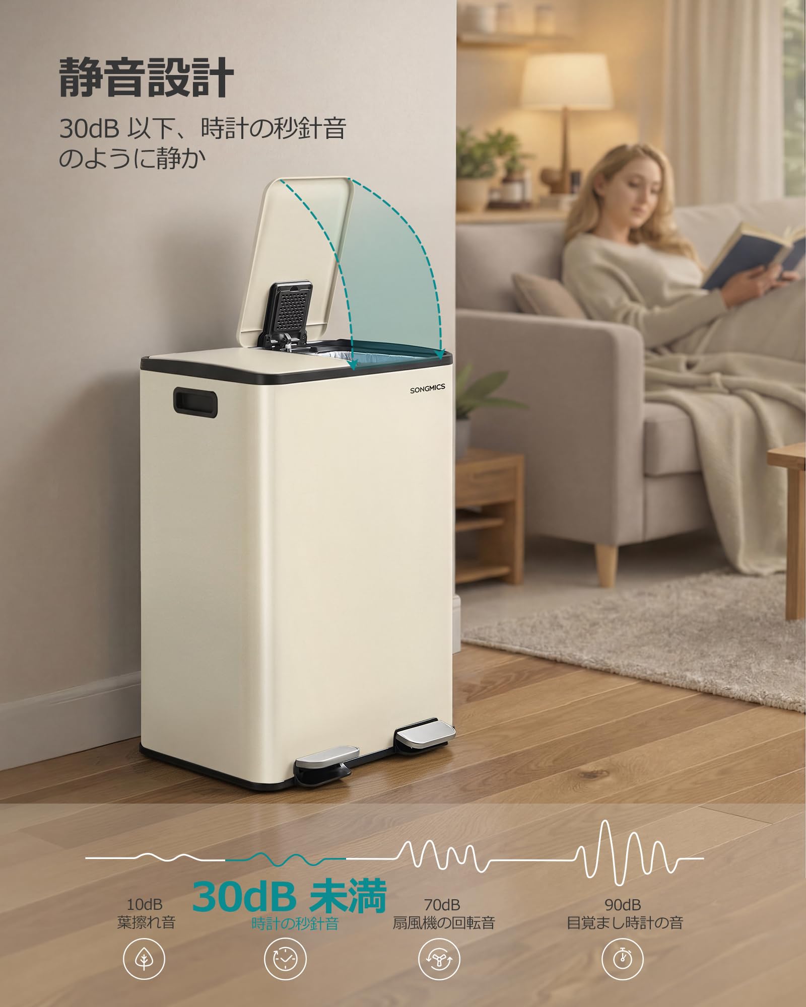 Amazon.co.jp: SONGMIC ゴミ箱 分別 2x30L ふた付きダストボックス